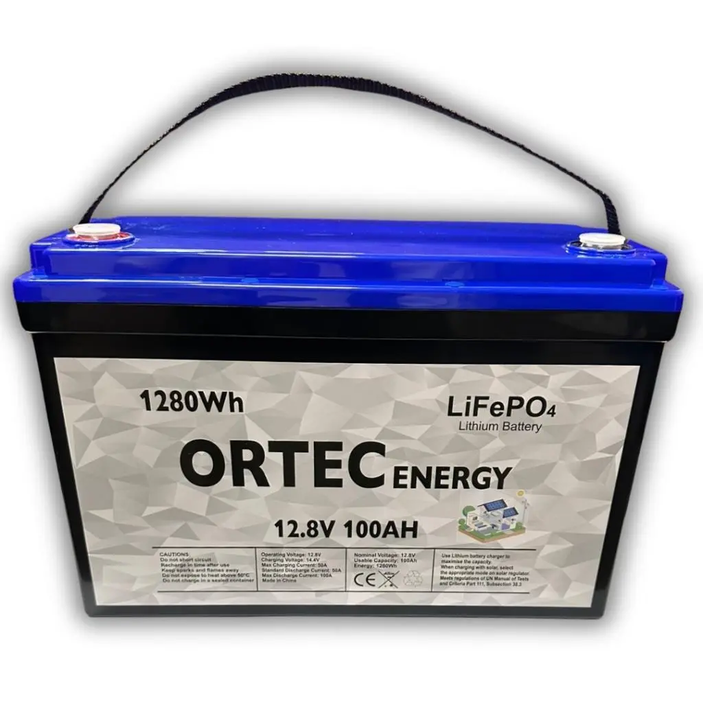 ortec-solar-12-b4-bda Ortec Solar 12.8 V 100 Ah LiFePO4 Plastik Kasa Batarya - Görsel 1